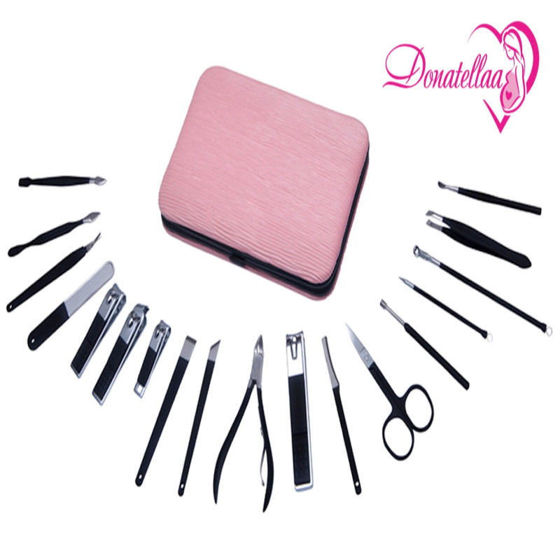 Manicure Set 18 Pieces Stainless Steel Professional Nail Clippers Kit Pedicure Care Tools